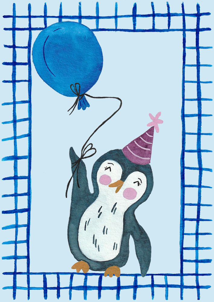 Postkarte Pinguin mit Luftballon – Fraususa