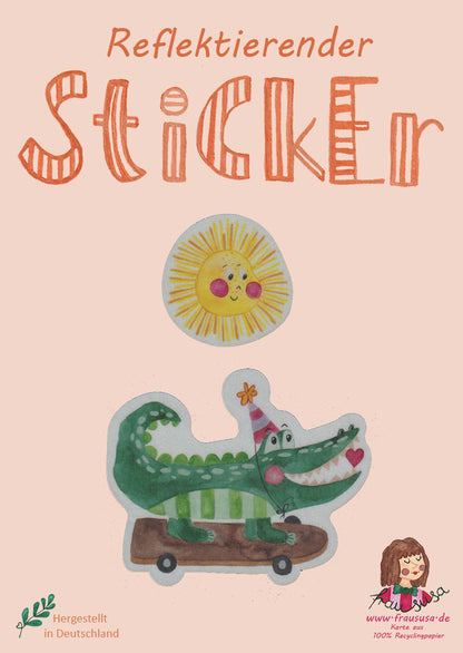 Reflektierende Sticker "Sonne und Krokodil" (2 Reflex-Aufkleber)