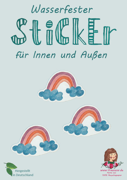 Wasserfeste Sticker "Regenbogen" (3 Sticker) matt