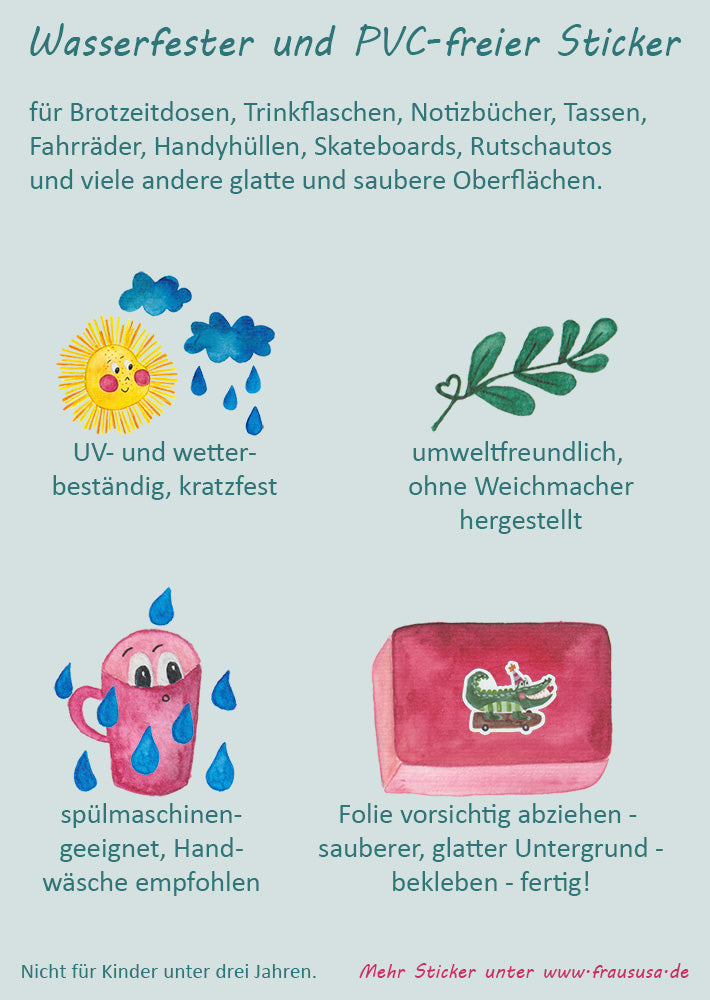 Wasserfeste Sticker "Einhorn mit Regenbogen" (2 Sticker) matt