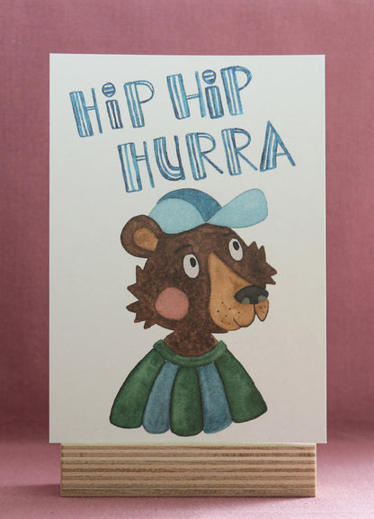 Postkarte "Bär Hip Hip Hurra"