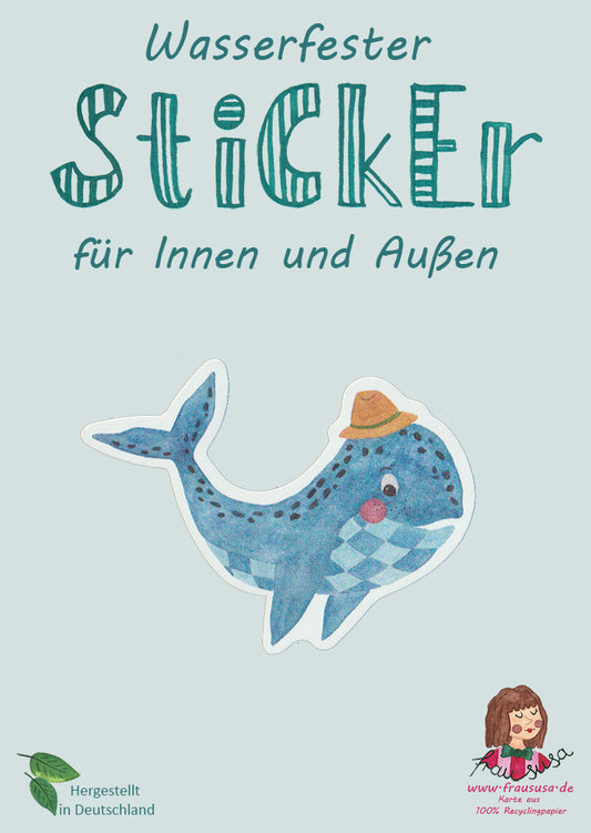 Wasserfester Sticker "Wal blau" matt