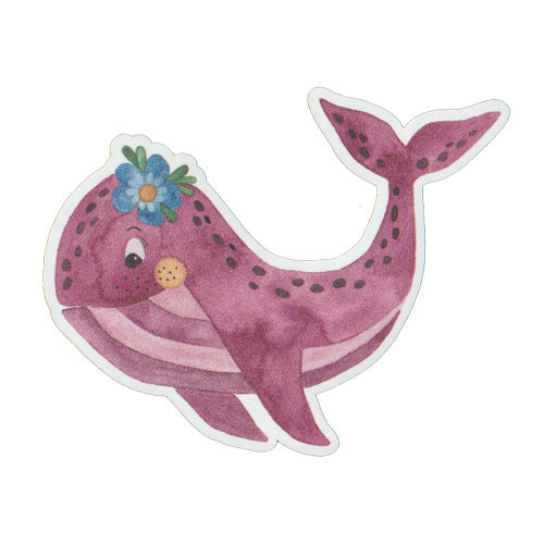 Wasserfeste Sticker "Wal rosa und Wal blau" matt