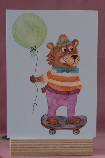 Postkarte "Bär mit Luftballon - Geburtstag - Danke - Freundschaft"